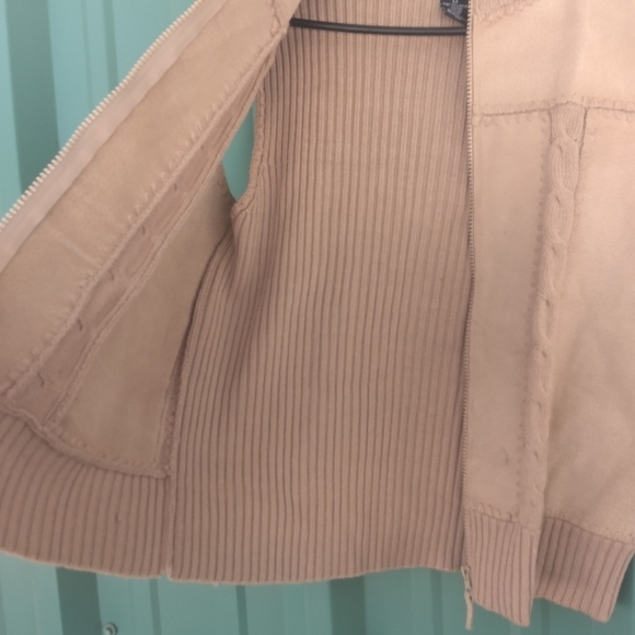 Women's Tan Leather Vest Full Zip Size Medium Bohemian Boho - Picture 3 of 4